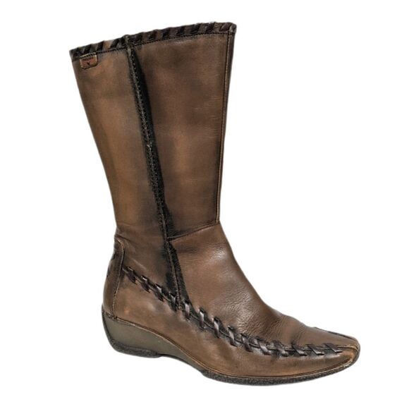 PIKILONOS Distressed Whip Stitch Leather Boots 37 - Picture 11 of 11